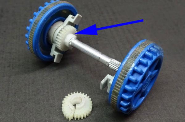 Zahnrad für Achse in Lego Duplo Lok, Modul 0,4, aus POM-C, 27 Zähne